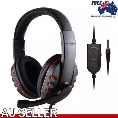 $16.43 • Buy 3.5mm Wired Gaming Headset Headphones With Mic For PS4 Xbox One PC (Red)
