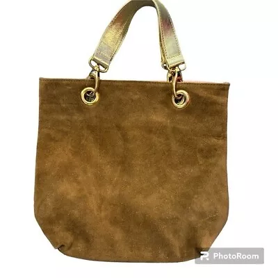 Maurizio Taiuti Tan & Gold Suede Handbag • $77