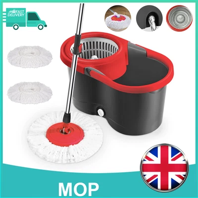 £14.99 • Buy 360 Floor Magic Spin Mops Bucket Set Microfiber With Mop Head Pads + 2 Brush New