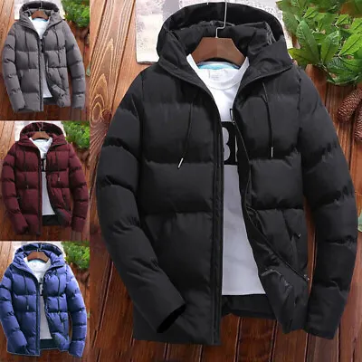 Men's Jacket Winter Warm Puffer Bubble Down Coat Quilted Zip Padded Outwear • £16.99