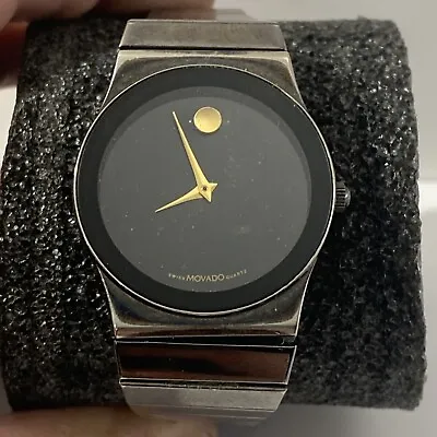 Movado Mens Museum All Black Sapphire Series Watch 98a28888 Not Running • $98.99