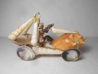 Vintage Seashell Folk Art Whimsical Dune Buggy Car & Driver • $14.95