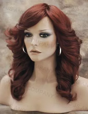 Feathered Farrah Hair Do Copper Red Open Curls Layered Bangs Hair Piece NWT 130 • $76.46