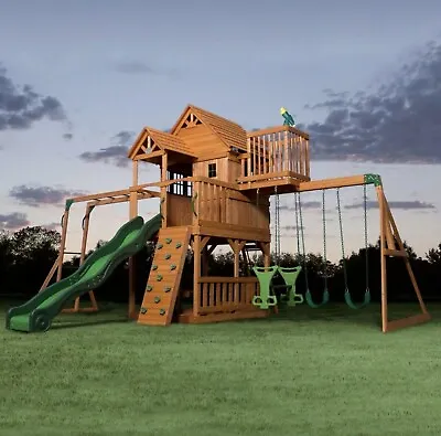 £1949.99 • Buy Kids Garden Playhouse Outdoor Children Slide Large Swing Set Wooden Tree House
