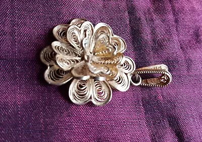 Italy Vintage Veronese 925 Silver 18k Gold Vermeil 3-D Filigree Flower Pendant • $29