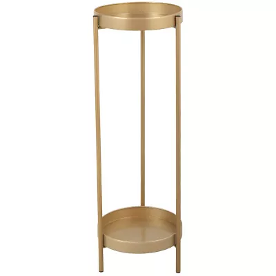 35'' Modern 2 Tier Potted Plant Holder Shelf Metal Plant Stand With Trays Golden • $38.98