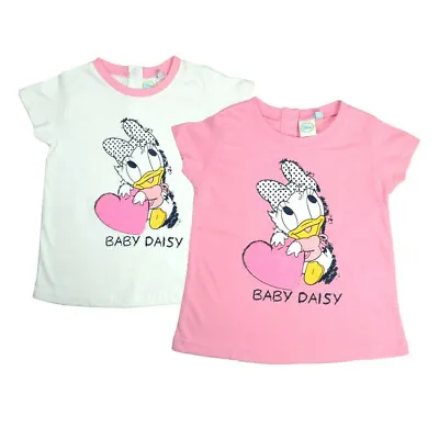 £3.99 • Buy DISNEY BABY DAISY DUCK COTTON T-SHIRT  WHITE Or PINK Ages 12m 18m And 24m