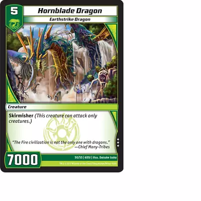 Kaijudo X3 HORNBLADE DRAGON Rare #50/55 6DSI (Playset) DragonStrike Infernus TCG • $1.03