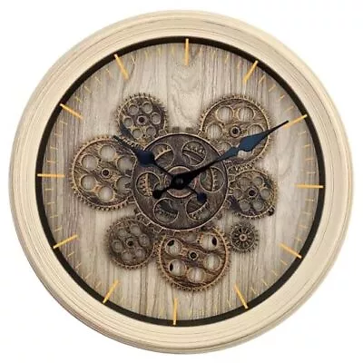 14 Inch Steampunk Wall Clock With Real Moving Gears Battery 14inch Wood Grain • $68.78