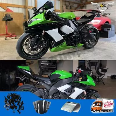 FDA Plastic Green Black White ABS Fairing Fit For Kawasaki 2008-2010 ZX10R A002 • $519.99