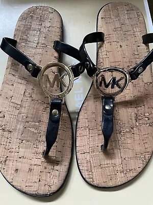Women MK Michael Kors Plate Thong Flat Buckle Up Sandals • $12