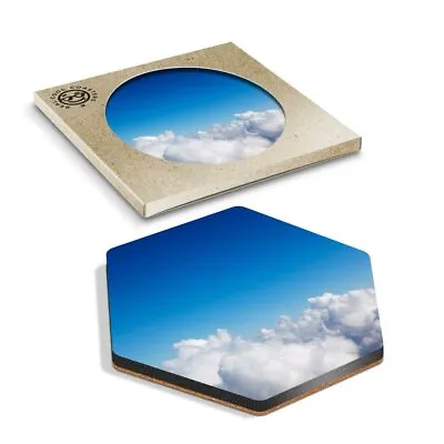 £3.99 • Buy 1 X Hexagon Coaster - Cloudscape Cumulus Clouds Blue Sky #44630