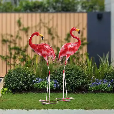 Flamingo Statue Outdoor Lawn Yard Garden Decor Metal Art Sculpture Pink • $54.14
