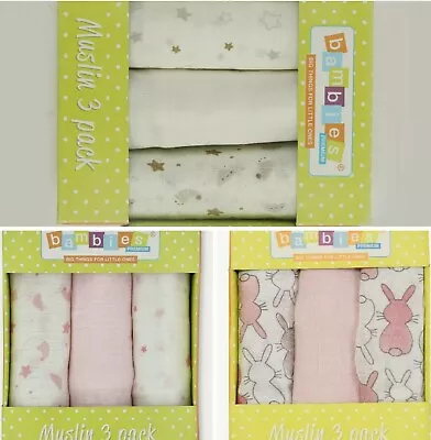 3pack Muslin Sheet Squares SwaddleCloth Bib Nappy Reusable Wipes 100%Cotton 80cm • £9.99