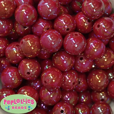20mm Red AB Finish  Acrylic Miracle Bubblegum Beads Lot 20 Pc Chunky  • $7.85