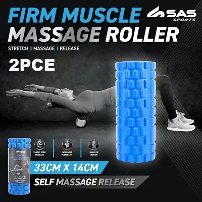 2Pce Muscle Massage Roller Firm High Density Foam Stretch Stimulate Muscles 33cm • $34.34