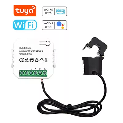 Tuya WiFi 80A Current Transformer Clamp KWh Power Monitor Device Energy Meter AU • $36.99