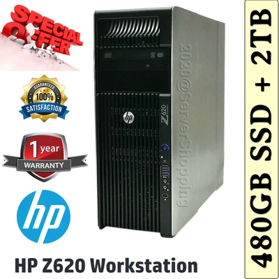 £399.95 • Buy HP Z620 Workstation Xeon E5-2620 6-Core CPU 64GB RAM 480GB SSD -2TB 3.5  SATA HD