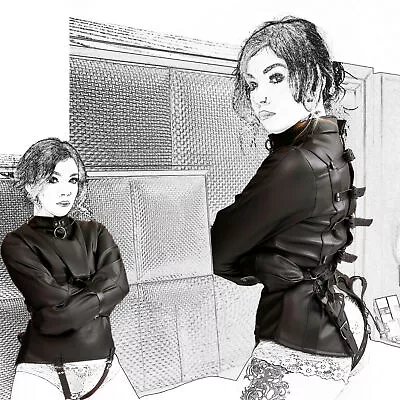 $39.89 • Buy PU Leather Straitjacket With Crotch Strap Straight Jacket Gimp Costumes Harness