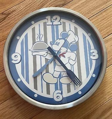 Disney Mickey Mouse Wall Clock Kitchen Utensils Chef Mickey 12” Diameter -works! • $20