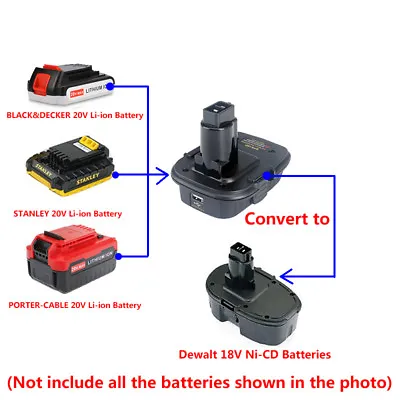 PORTER-CABLE/STANLEY/BLACK&DECKER 20V Li-ion Batteries To Dewalt DC9096 Adapter • $18.89