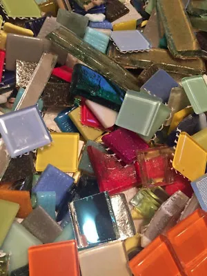 Assorted Lot Of Mixed Glass Mosaic Craft Tiles!  3.5 Lbs. • $25