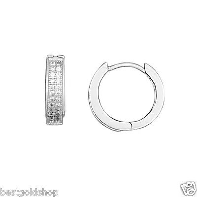 Diamonique CZ Micro Pave Huggie Hoop  Earrings AntiTarnish Real Sterling Silver • $32.80