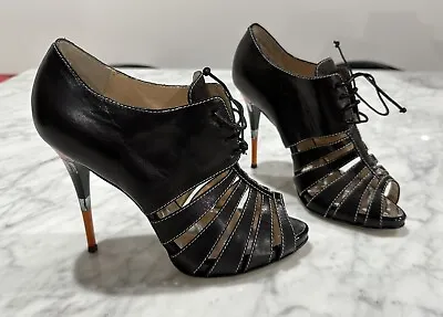 Giuseppe Zanotti Black Leather Oxford High Heels Size 40 • $74