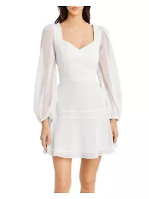 BCBG MAXAZRIA Womens White Mesh Elastic Cuffs Lined Short Dress Juniors 4 • $18.99