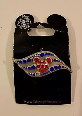 Disney Pin Disney Cruise Line DCL Logo With Blue Mickey Icon On Flag Jeweled New • $18.95