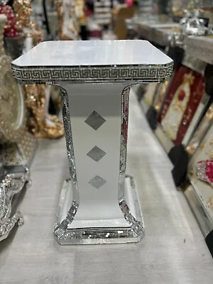 £69.99 • Buy WHITE VENETIAN Mirrored Table Modern Flower Stand Bed Side Lamp Romany Mosaic