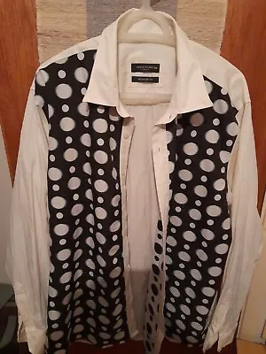 ☆ PARTY ☆ Makrom Shirt  SIZE XXL  WHITE WITH CONTRASTING BLACk ; NOT WORN • £13