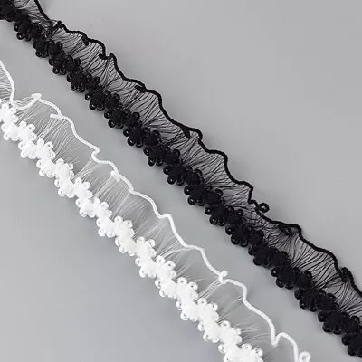 £3.22 • Buy 10 Yards Flower Embroidered Organza Ruffle Lace 15mm Trim Ribbon Fringe Lingerie