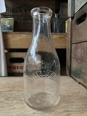 Vintage Quart Milk Bottle Matteson Dairy Matteson Illinois 1943 • $49.99