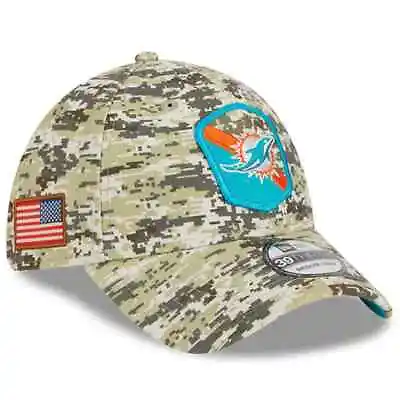 Miami Dolphins New Era 2023 Salute To Service 39THIRTY Flex Hat~ Camo • $29.99