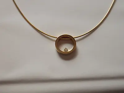 Movado 18K Yellow Gold Diamond Ring Pendant Necklace And Case   • $1575