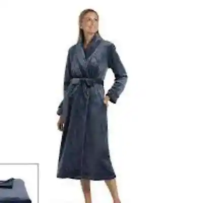 Miss Elaine Micro-Embossed Fleece Long Wrap Robe • $44.99