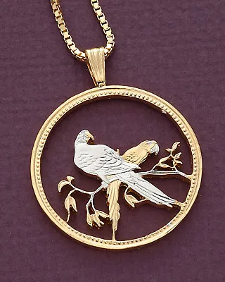 Tropical Bird Pendant Virgin Islands Macaws Coin1-3/8  Diameter ( # 32 ) • $96