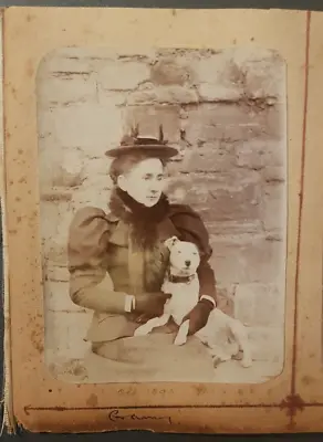 Jack Russell Dog And Woman 1895  Original Victorian Photograph • £12