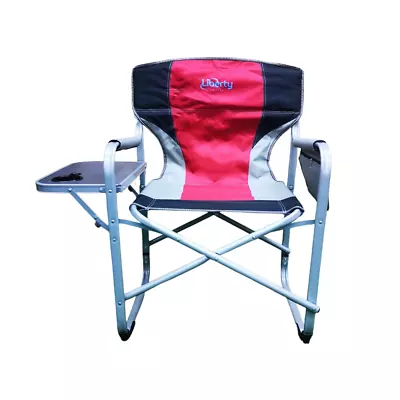 Liberty Camping Director's Chair Red Leisure Garden Beach Folding Side Table • £44.77