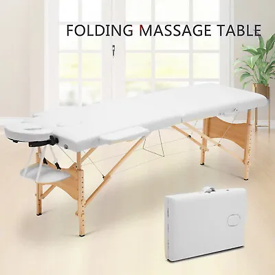 £78.99 • Buy Extra Wide White Massage Table Wooden Folding Portable Beauty Therapy Bed Couch 