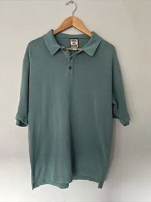 Vintage Tommy Bahama  1/4 Button Polo Short Sleeve Shirt Men XL Green Silk Blend • $18.88