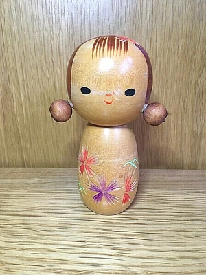 £24.50 • Buy Japanese Kokeshi Doll With Pigtails, Carved Flowers, Wooden, Vintage, Signed13cm