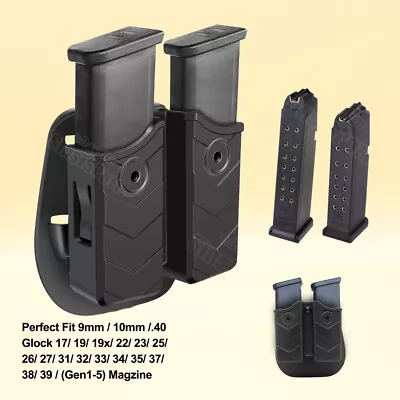 Double Mag Pouch Magazine Holster For Glock 19 19x Glock 17 26 22 23 G27 G 34 33 • $17.99