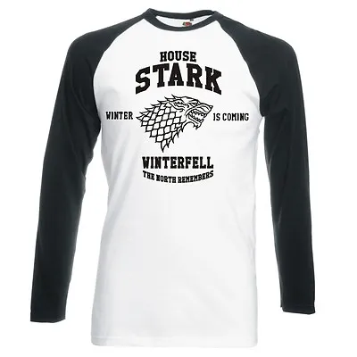 Game Of Thrones  House Stark  Unisex Raglan Longsleeve Baseball T-shirt • £16.99