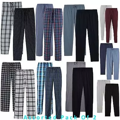 2 Pack M&S Pyjama Bottoms Mens Check Brushed Fleece Trousers Woven 100% Cotton • £13.99