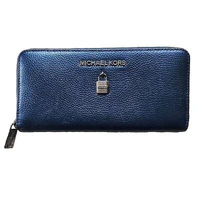 MICHAEL KORS Adele Midnight Leather Zip Around Continental Wallet • $31.50