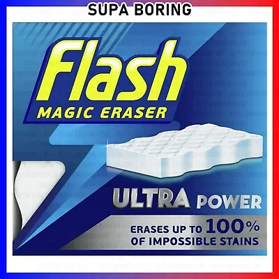 Flash Magic Eraser Ultra Power Sponge Removes Tough Stains Marks & Scuffs 100% • £2.98