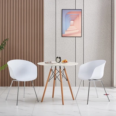 $199.99 • Buy AINPECCA Dining Set 1 Dining Table And 2 White Dining Chairs  Office Dining Room