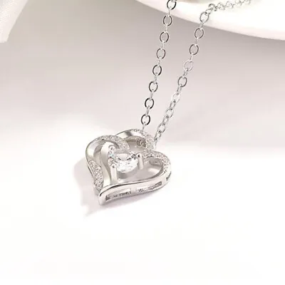 $2.99 • Buy Simulated Heart Shape Rhinestone Pendant Necklace Fashion Women Jewelry
